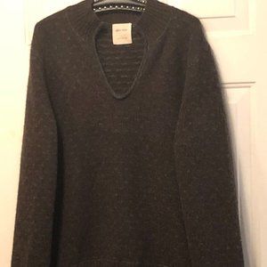 BILLY REID Sz L Men's Sweater Pullover V-Neck Wool/Alpaca Brown/Blue